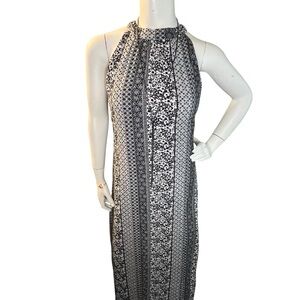 Altar’d State Boho Black and White Patterned Halter Maxi Dress Boho Chic Hippie